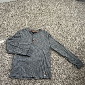 Gray Long Sleeve Henley Shirt